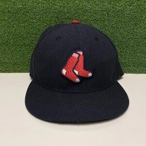 New Era MLB Boston Red Sox Blue Fitted Baseball Hat Cap Size 7 5/8